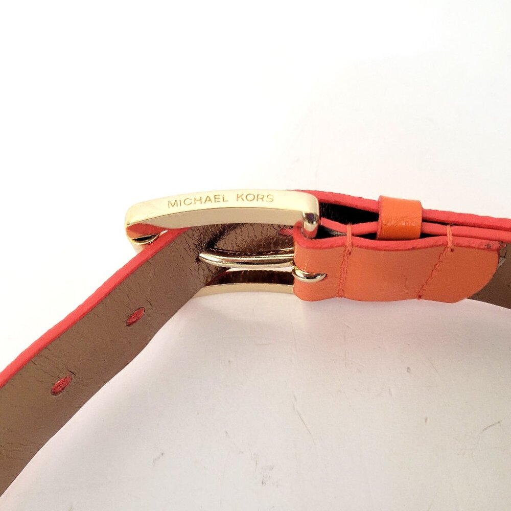 Michael Kors Orange Leather Belt with Gold Chain - Picture 3 of 5